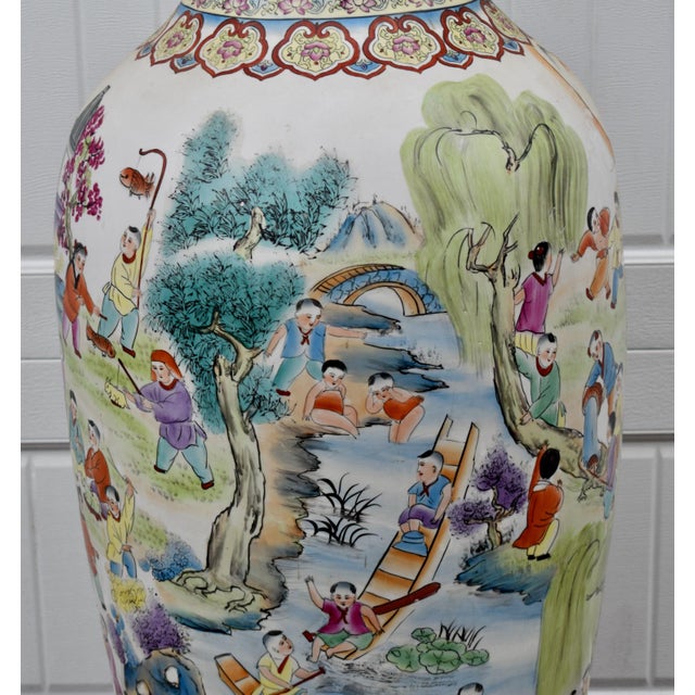 Vtg. Large Size Chinese Floor Vase W/Painted Children Playing "100 Children" For Sale In Philadelphia - Image 6 of 17