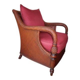 Palm Grove Wooden Cane Armchair by Ethan Allen For Sale