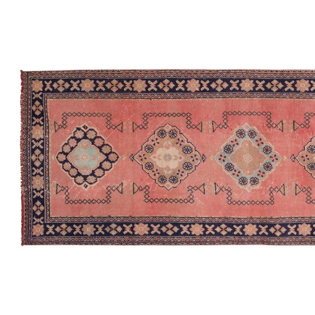 Overdyed Long and Wide Turkish Oushak Runner 4'7" X 11'10" For Sale - Image 4 of 13