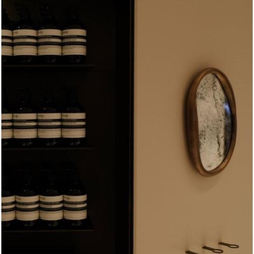 Seoul Wall Mirror with Cast Bronze Frame and Stained Mirror by Vogel Studio For Sale - Image 4 of 5