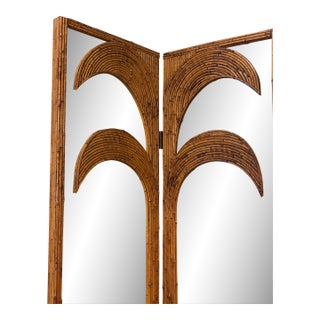 1970s Vivai Del Sud Bamboo Pencil Reed Palm Tree Screen Mirrors Panels Dividers For Sale