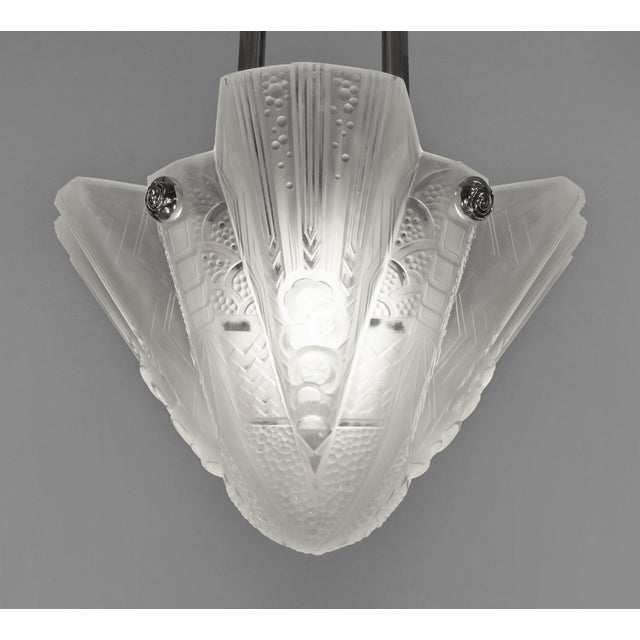1930s French Art Deco Pendant Light by Petitot & Muller Freres 1930 France For Sale - Image 5 of 13