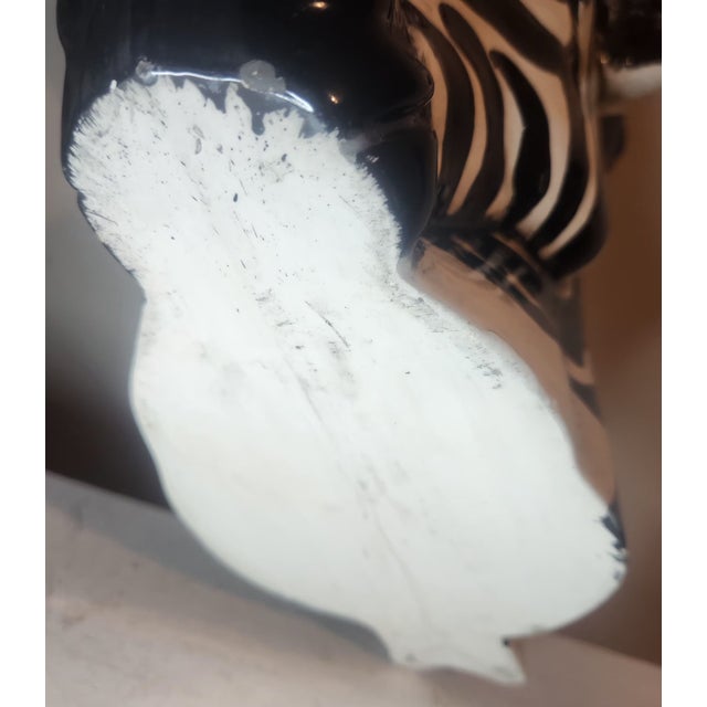 Ceramic Vintage 1970s Hollywood Regency Zebra Head Vase Ceramic Planter Fitz Floyd Style For Sale - Image 7 of 7