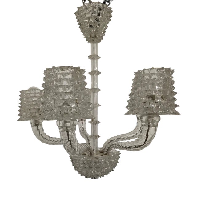 Five-Light Chandelier in Rostral Glass by Barovier & Toso, 1940s For Sale