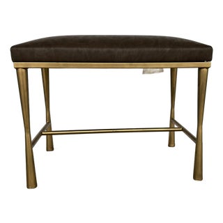 Moderne Faux Brown Leather Bench For Sale