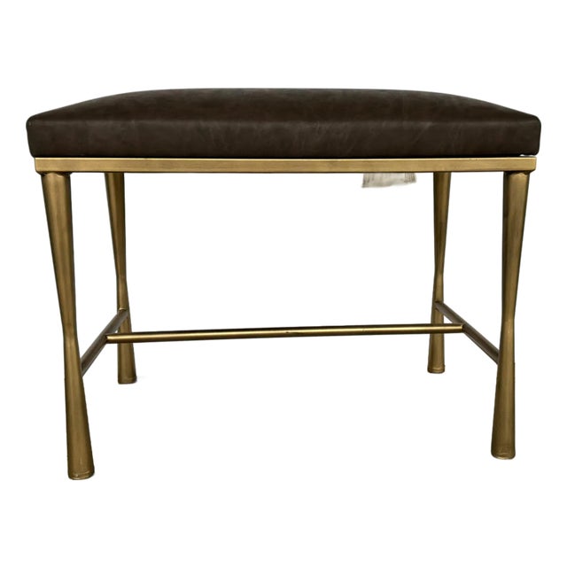 Moderne Faux Brown Leather Bench For Sale