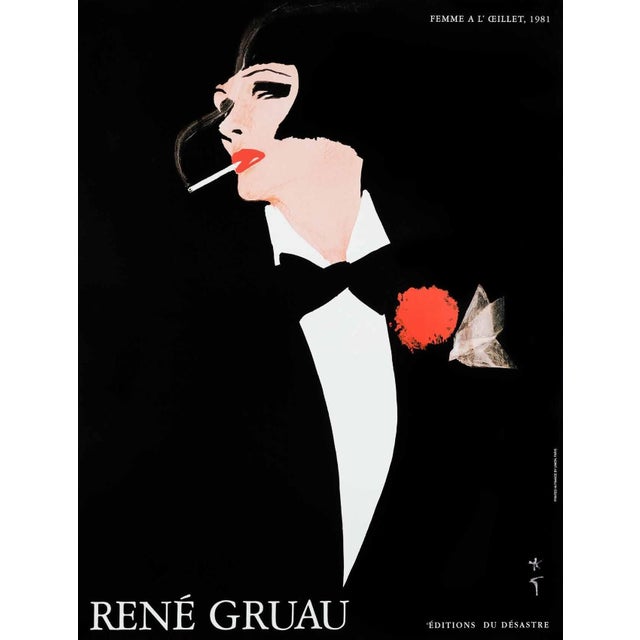 Woman with Carnation Poster by René Gruau, 1981 For Sale - Image 15 of 15