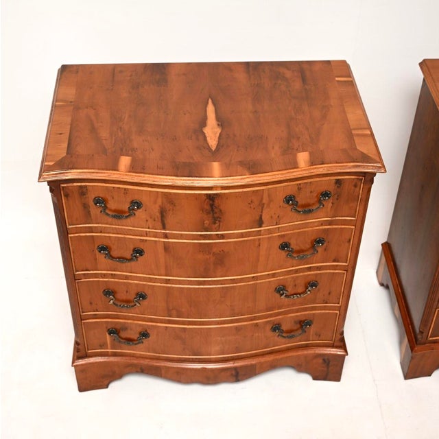 Antique Georgian Style Yew Wood Chests of Drawers, 1930, Set of 2 For Sale - Image 6 of 11