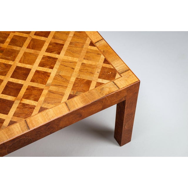 Square Italian Coffee Table with Burl Wood Inlaid Parquetry Top, 1950s For Sale - Image 10 of 15