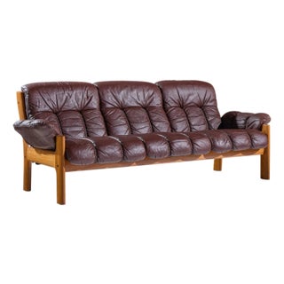 Ekornes Mid Century Norwegian Teak and Leather Montana Sofa For Sale