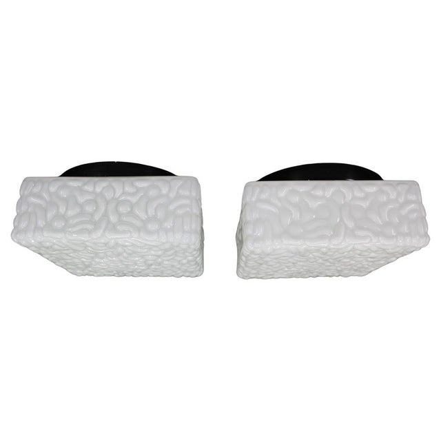 Milky Glass Square Ceiling Lights, 1970s, Set of 2 For Sale - Image 10 of 10