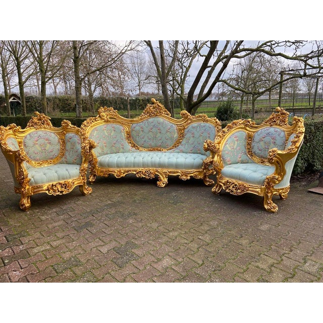 photo Green And Gold Living Room Set rococo style living room set in mint green and gold 3 pieces