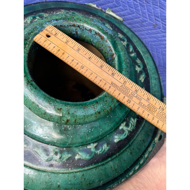Vintage Large Glazed Green Ceramic Planter For Sale In New York - Image 6 of 12
