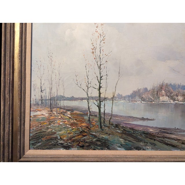 Early 20th Century Oil Painting by Artist Vladimir Lebedeff/Lebedev Impressionist Oil Painting of Autumnal Landscape For Sale - Image 10 of 14
