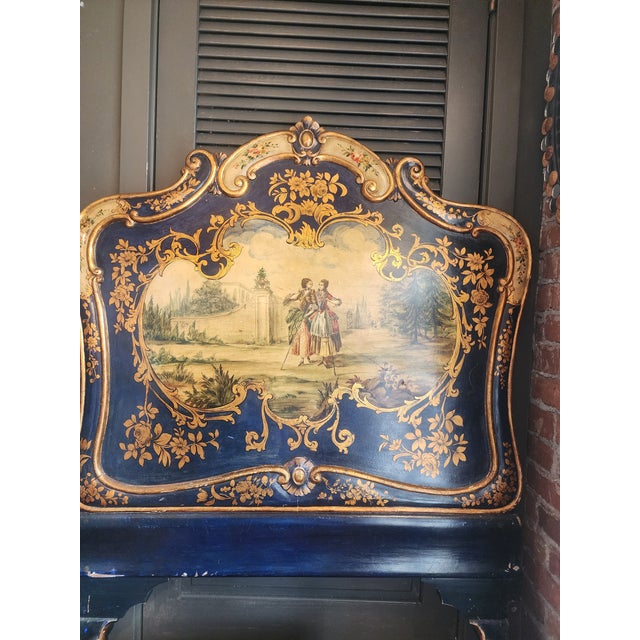 Ink Blue Incredible Pair of 19th Century Hand Painted Twin Beds. For Sale - Image 8 of 15
