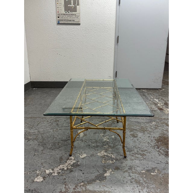 Vintage Golden Faux Bamboo Coffee Table For Sale In San Francisco - Image 6 of 12