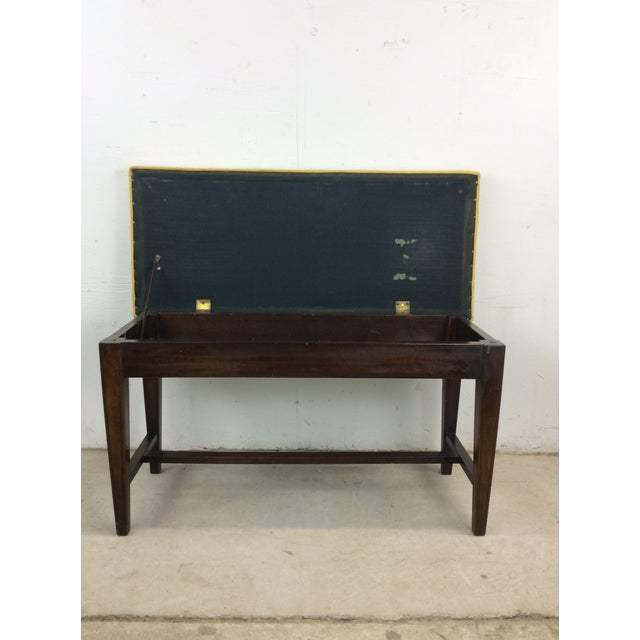 Brown Mid Century Upholstered Piano Bench With Storage For Sale - Image 8 of 12