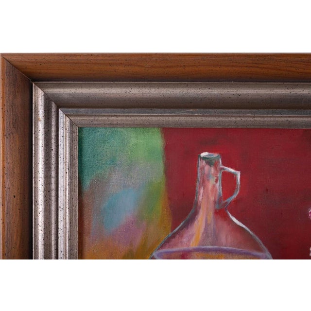Vintage Mid Century Modern Bold Colorful Fruit Bowl Still Life Realism Signed Framed For Sale - Image 4 of 12