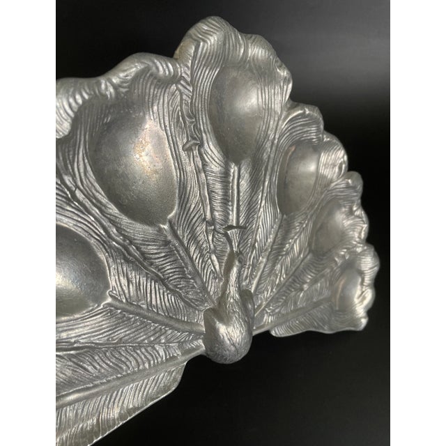 Mid 20th Century Mid Century Bruce Fox Aluminum Peacock Figural Egg Serving Platter For Sale - Image 5 of 9