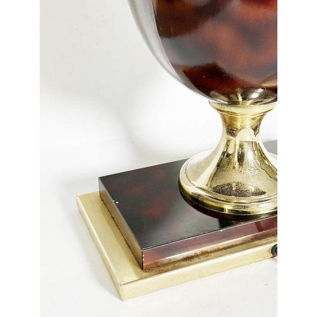 Burgundy-Colored Lamp with Brass Accents, France, 1970 For Sale - Image 6 of 16
