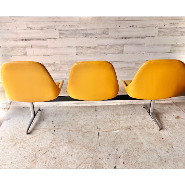 Metal 1970s Tandem Mid Century Modern Mustard Bench For Sale - Image 7 of 10