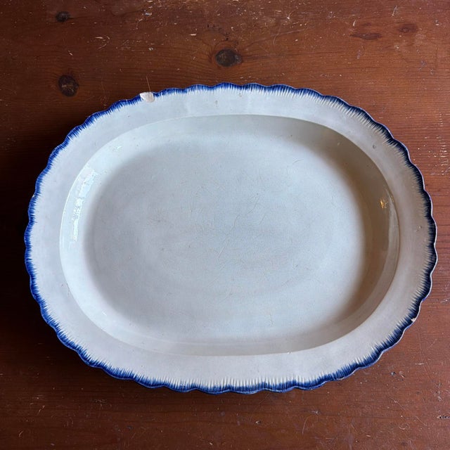 Large Antique Pearlware Blue Feather Edge Platter For Sale - Image 17 of 17