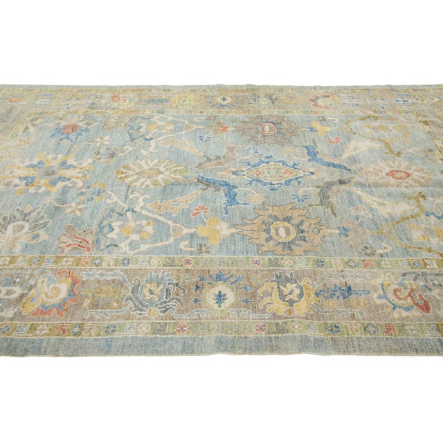 6 X 11 Apadana's Contemporary Sultanabad Blue Wool Rug For Sale - Image 9 of 10