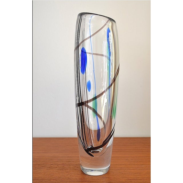 Scandinavian glass vase "Abstracta" by designer Vicke Lindstrand for the Swedish glass manufacturer Kosta. This is the...