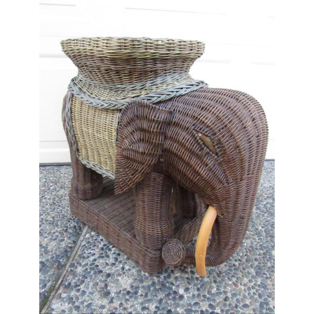 1970s Vintage Whicker Elephant Stool For Sale - Image 5 of 17