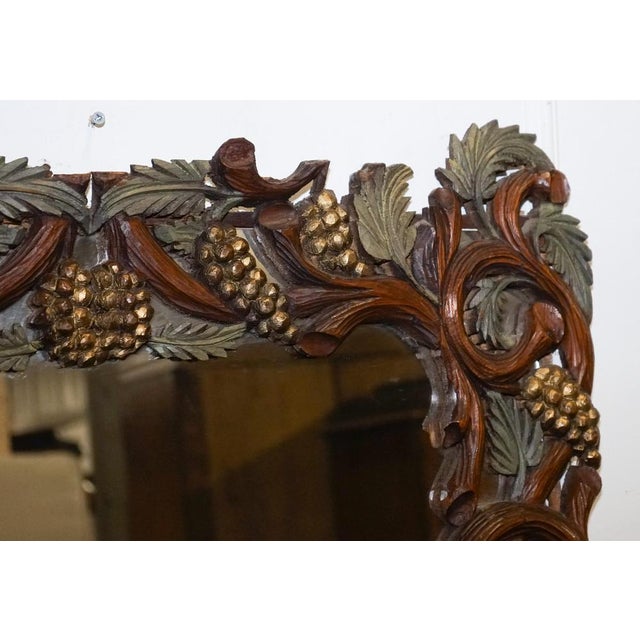 Vintage Black Forrest Heavily Carved Wooden Wall Mirror For Sale - Image 16 of 18