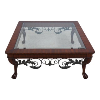 Maitland Smith Mahogany & Iron Trim Coffee Table For Sale