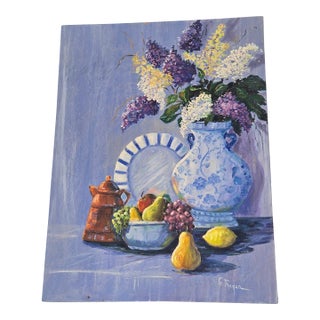 1980s G. Ragen Large Original Floral Still Life Painting Signed – 48x36 For Sale