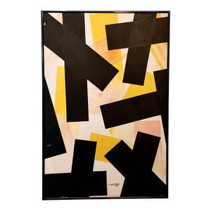 Angelo Testa Abstract Marigold and Black Hard-Edge Color Field Painting, 1962, Framed