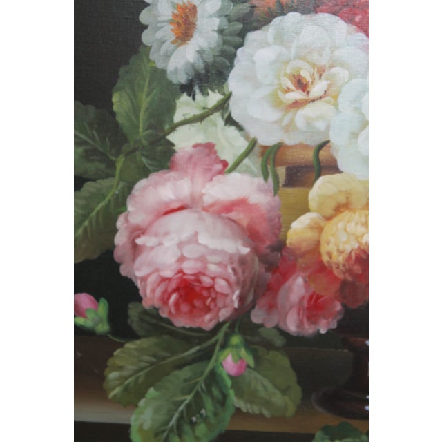 Realism Vintage Floral Still Life Oil Painting on Canvas, 32” X 44” For Sale - Image 3 of 8