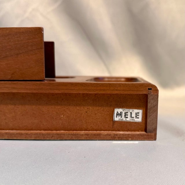 Vintage walnut dresser valet or accessories desk top organizer with a single green velveteen lined drawere. 13.5"L x...