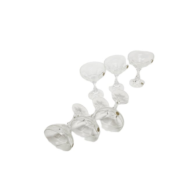 1970s Vintage Czechoslovakian Crystal Champagne Glasses Set, 1970s, Set of 6 For Sale - Image 5 of 18
