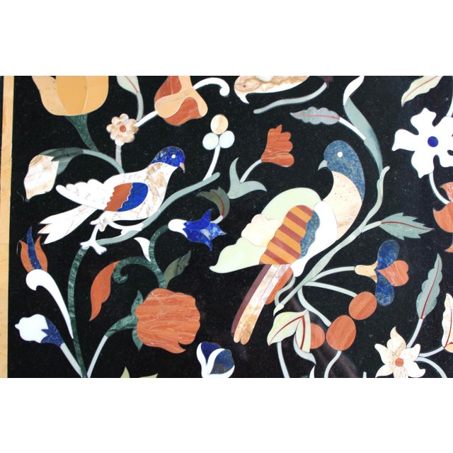 Pietra Dura Black Marble Coffee Table With Semi-Precious Stone Inlay For Sale - Image 4 of 6