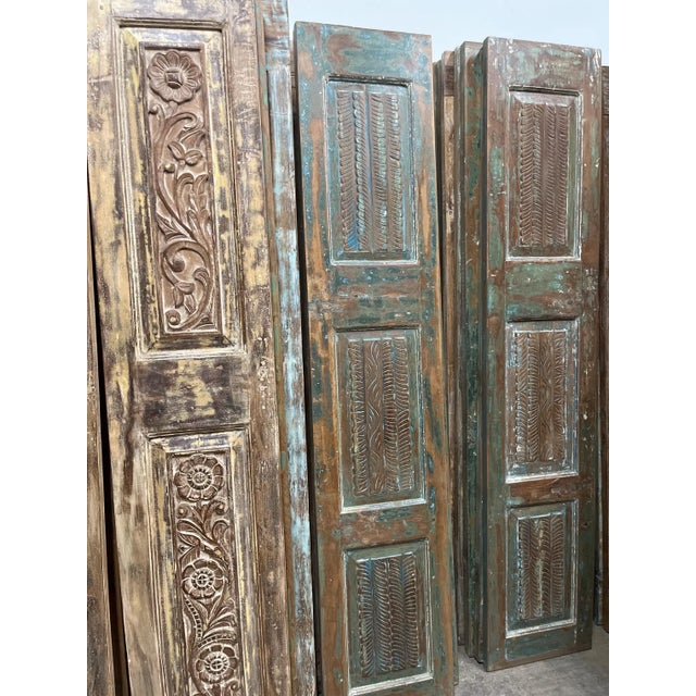 Antique Hand-Carved Double Doors | Rustic Farmhouse Sliding Pantry & Closet Doors 80x32 For Sale In Orlando - Image 6 of 7