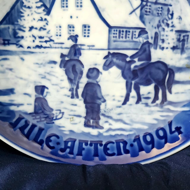 Highly collectible blue and white porcelain plate by Bing & Grondahl, Copenhagen Denmark. Fun fact, the Bing & Grøndahl...