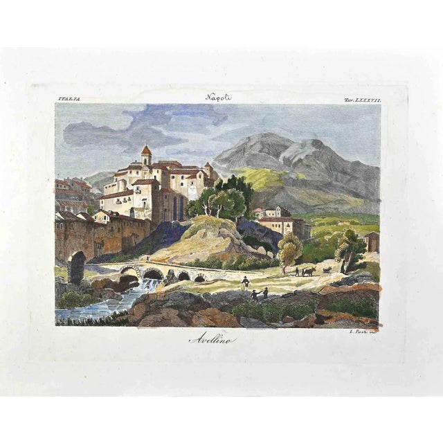 Tommaso Piroli, View of Avellino, Etching, Mid-19th Century For Sale