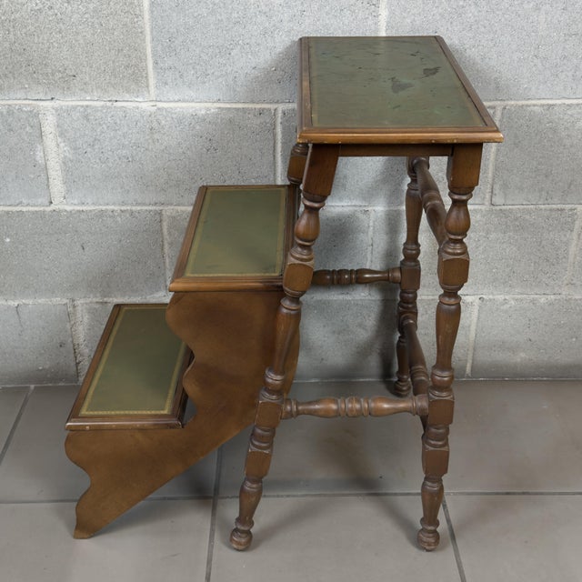 Folding Etagere Ladder in Green Wood For Sale - Image 4 of 13