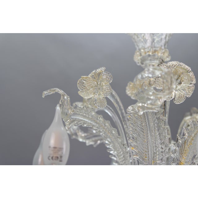 Venetian Murano Glass and Gold Dust Floral Chandelier, Italy, 1950s For Sale - Image 6 of 18
