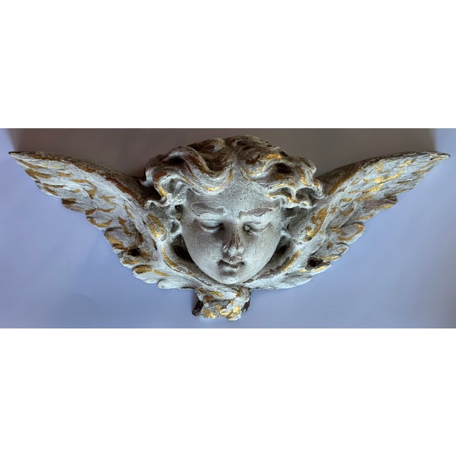 Angel Head Hand Carved Wall Plaque For Sale - Image 12 of 12