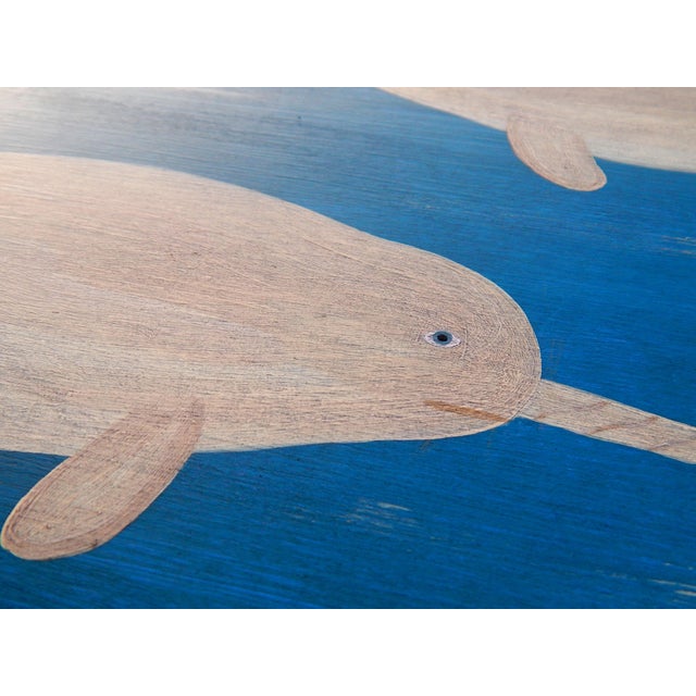 Matt Rix, Naive Style Narwhals and Steamship, Oil on Board For Sale - Image 9 of 12
