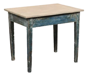Swedish 19th C. Accent Table, Blue & Taupe