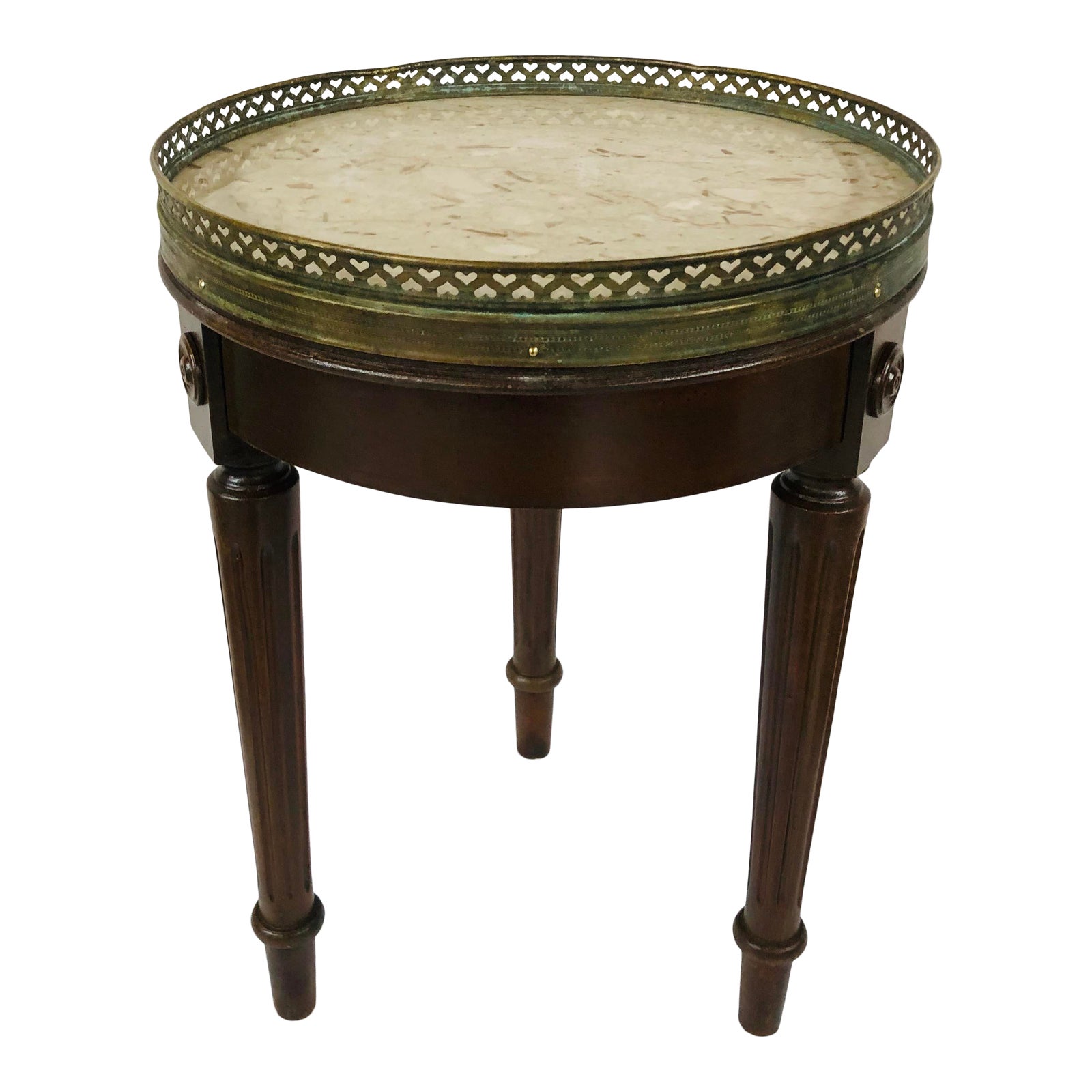 Early 20th Century Marble Top Accent Table With Brass Galley. Chairish