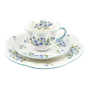 Shelley Blue Rock Trio Dainty Shape, Vintage English Bone China 3 Piece Tea Set