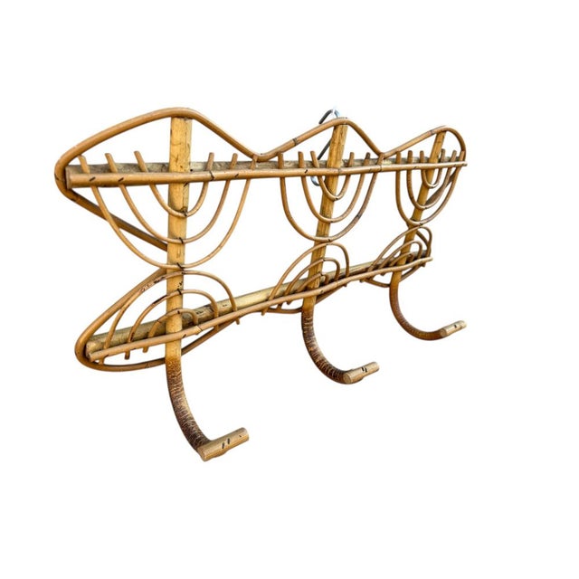 1960s Rattan Coat Rack in the style of Olaf Von Bohr, Italy, 1960s For Sale - Image 5 of 9