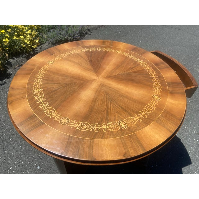 1970s Vintage French Empire Style Round Mahogany Accent Round Table For Sale - Image 5 of 12