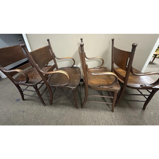 Farmhouse Antique Set 4 Heywood Brothers & Wakefield Company Dining Chairs For Sale - Image 3 of 11